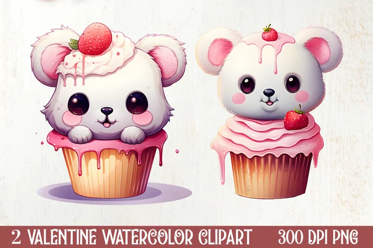 Chibi Koala Pink Valentine ClipArt, Valentines PNG