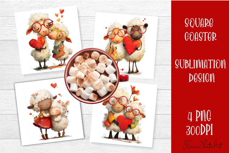 Valentines Day square coasters |love funny lamb sublimation