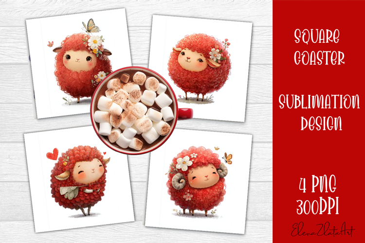 Valentines Day square coasters |love funny lamb sublimation