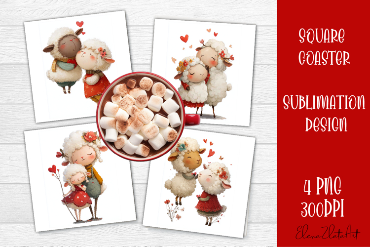 Valentines Day square coasters |love funny lamb sublimation