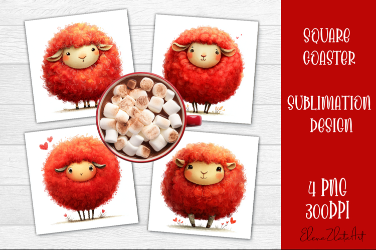 Valentines Day square coasters |love funny lamb sublimation