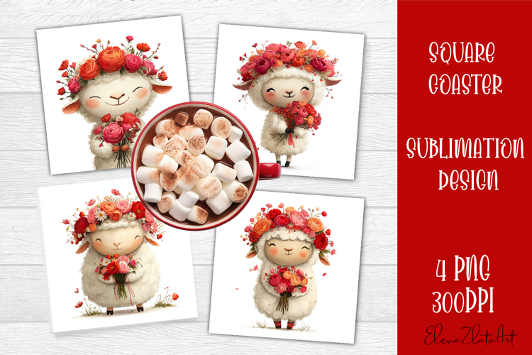 Valentines Day square coasters |love funny lamb sublimation