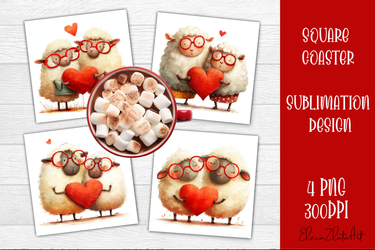 Valentines Day square coasters |love funny lamb sublimation