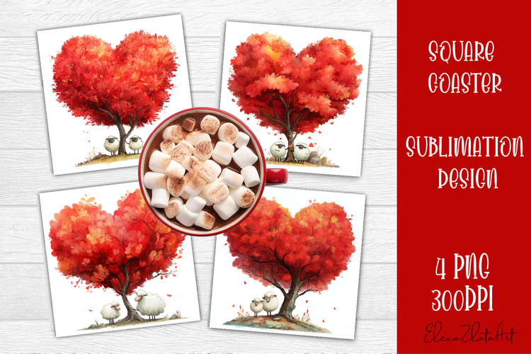 Valentines Day square coasters |love funny lamb sublimation