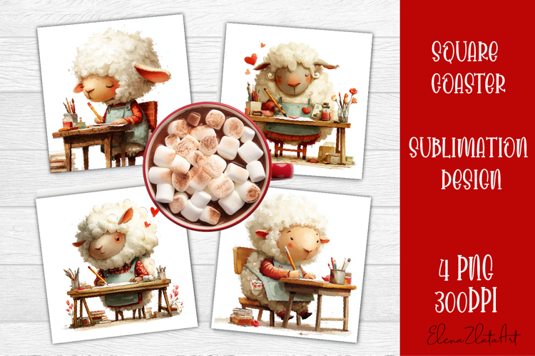 Valentines Day square coasters |love funny lamb sublimation