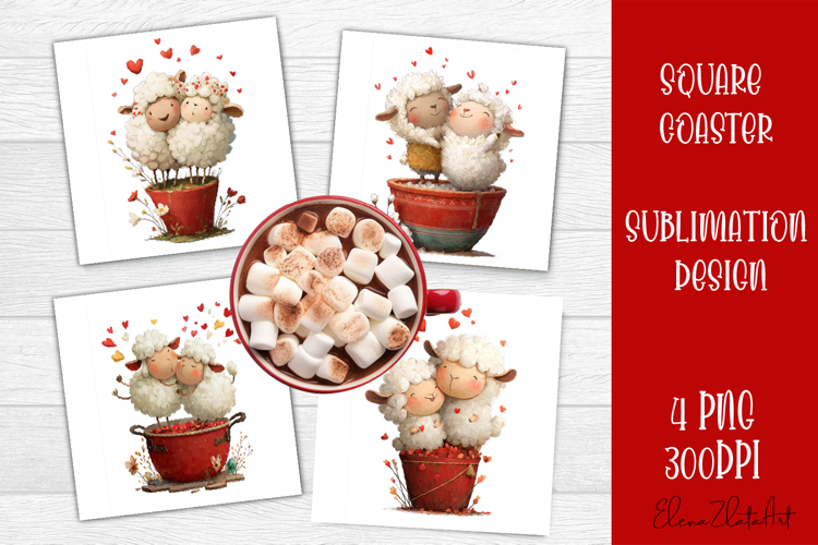Valentines Day square coasters |love funny lamb sublimation
