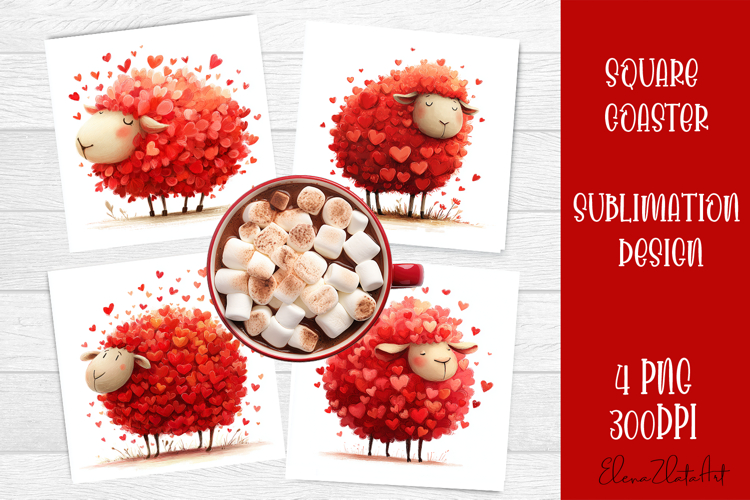 Valentines Day square coasters |love funny lamb sublimation