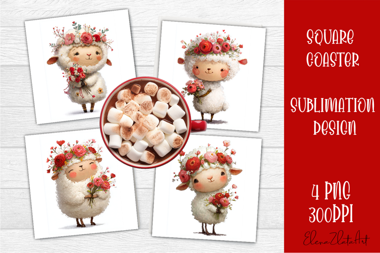 Valentines Day square coasters |love funny lamb sublimation