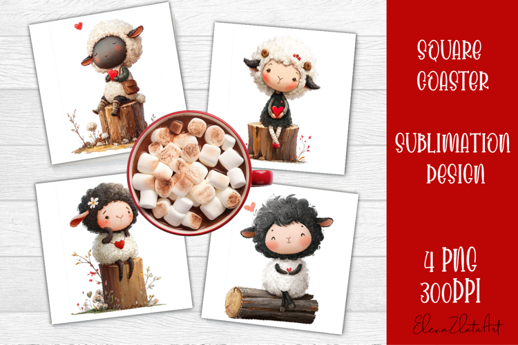 Valentines Day square coasters |love funny lamb sublimation