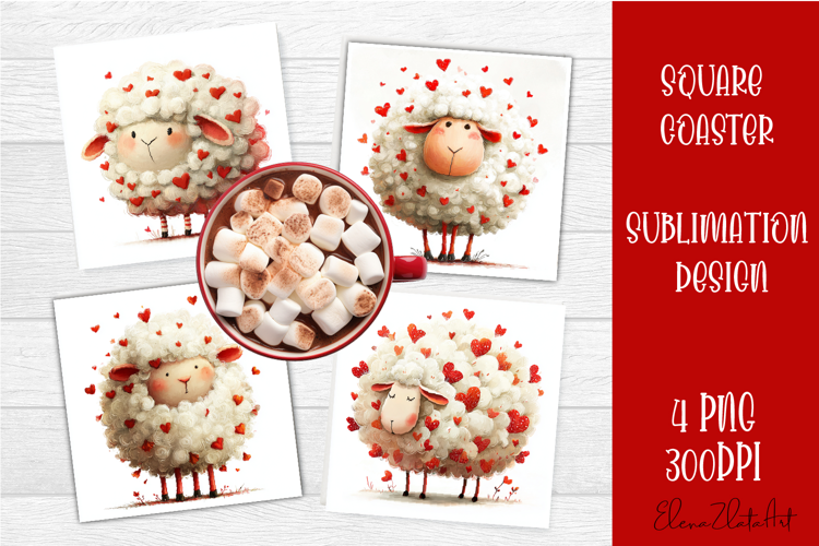 Valentines Day square coasters |love funny lamb sublimation