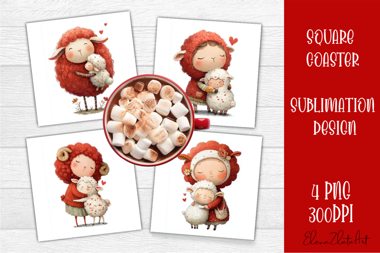 Valentines Day square coasters |love funny lamb sublimation
