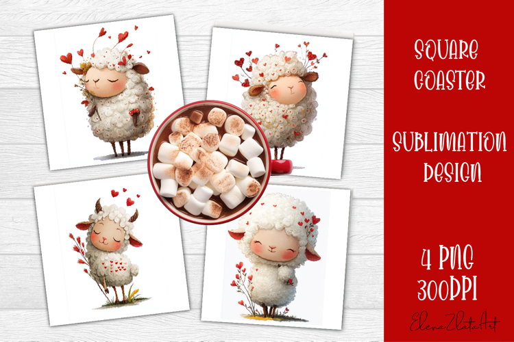 Valentines Day square coasters |love funny lamb sublimation