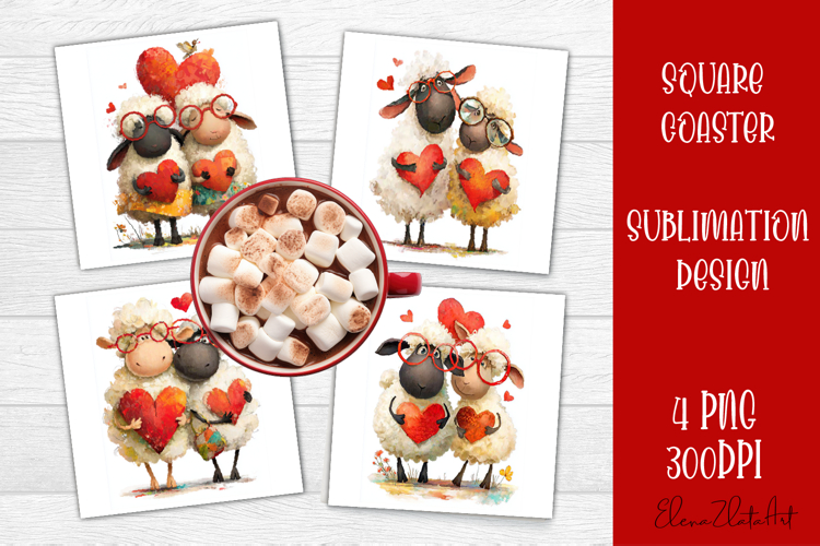 Valentines Day square coasters |love funny lamb sublimation