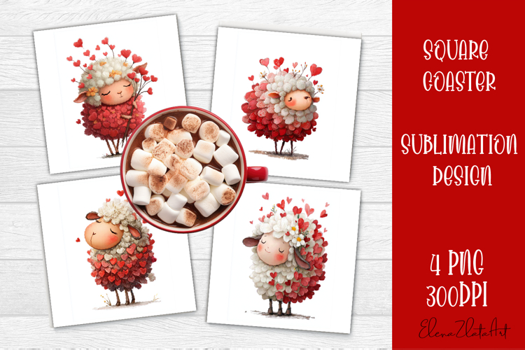 Valentines Day square coasters |love funny lamb sublimation