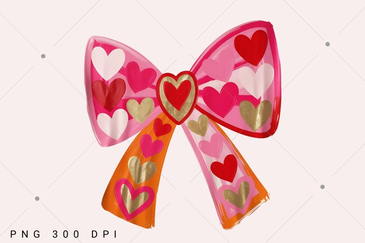 Valentines Day Coquette Bow PNG, Valentine Brushstroke Png