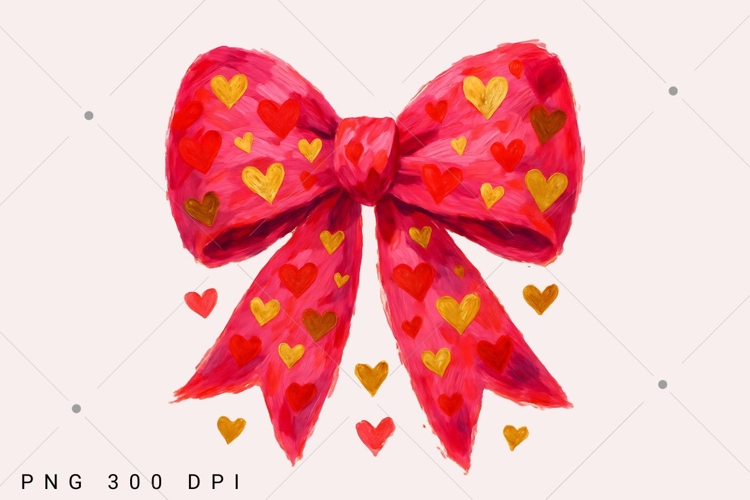 Valentines Day Coquette Bow PNG, Valentine Brushstroke Png
