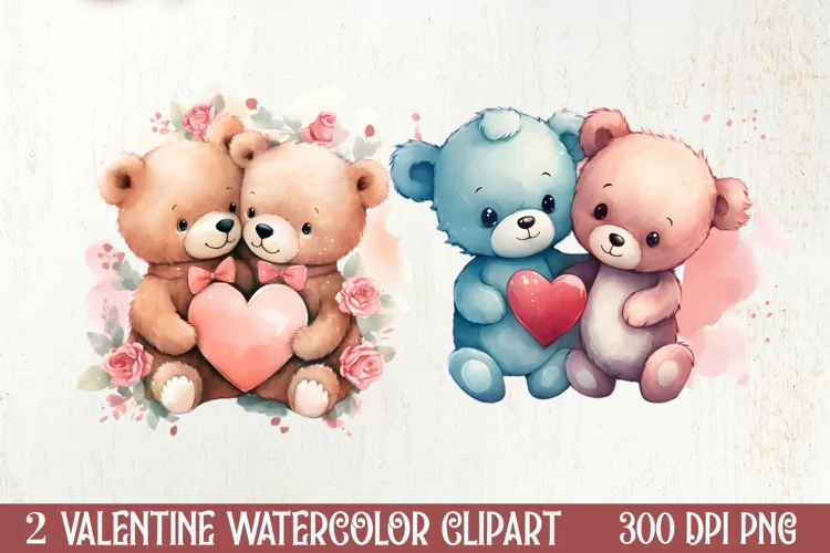 Valentines Day Couple Teddy Bear, Christmas Clipart