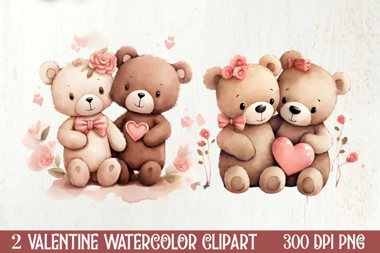 Valentines Day Couple Teddy Bear, Christmas Clipart