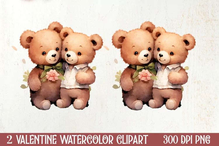Valentines Day Couple Teddy Bear, Christmas Clipart