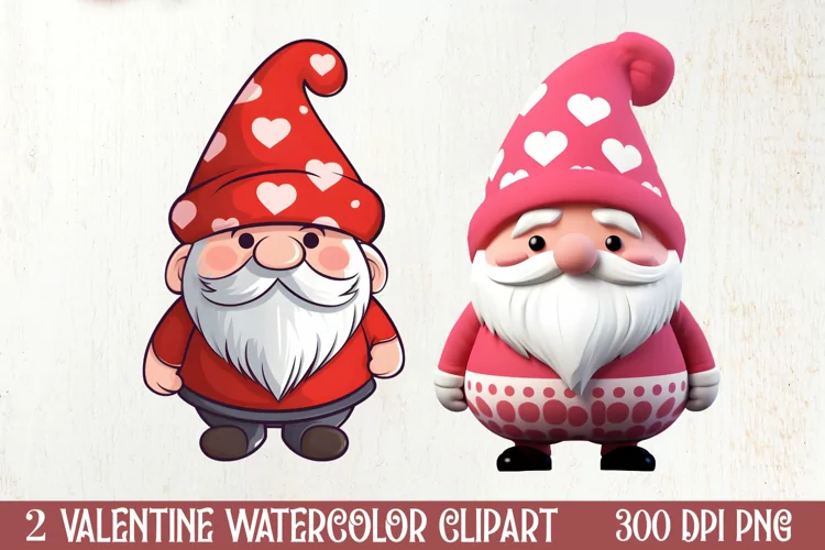 Valentines Day Cute Gnome Clipart, Valentines Clipart