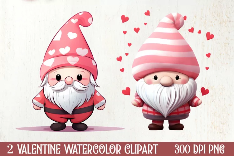 Valentines Day Cute Gnome Clipart, Valentines Clipart