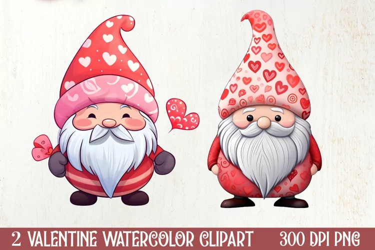 Valentines Day Cute Gnome Clipart, Valentines Clipart