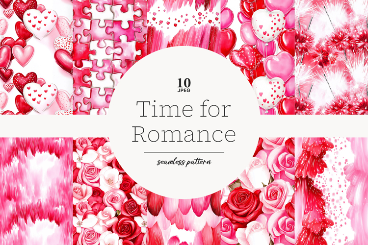 Valentines Day Digital Paper Collection | Romantic Patterns