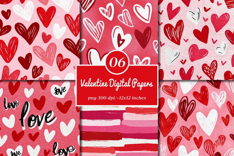 Love Seamless Patterns - Valentines Day Digital Paper