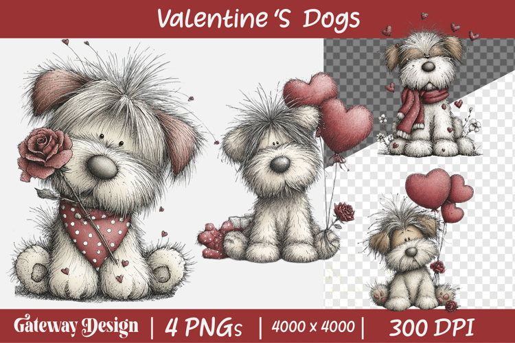 Valentines Day Dogs Clipart example image 1