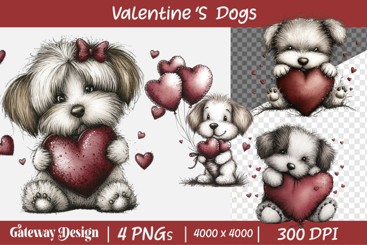 Valentines Day Dogs Clipart example image 1