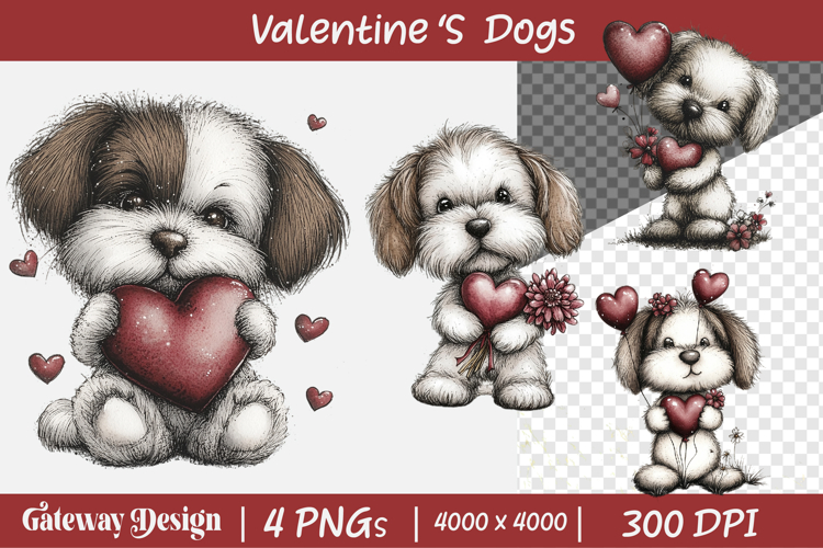 Valentines Day Dogs Clipart example image 1