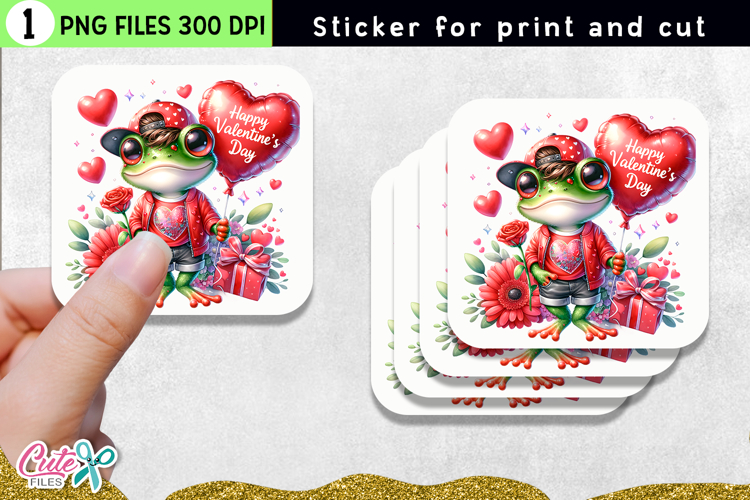 Valentines Day Frog Sticker for print and cut sticker
