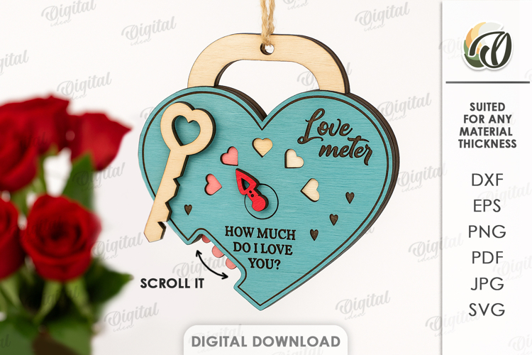Valentines Day Gift Ornament Laser Cut. Valentine Gift SVG