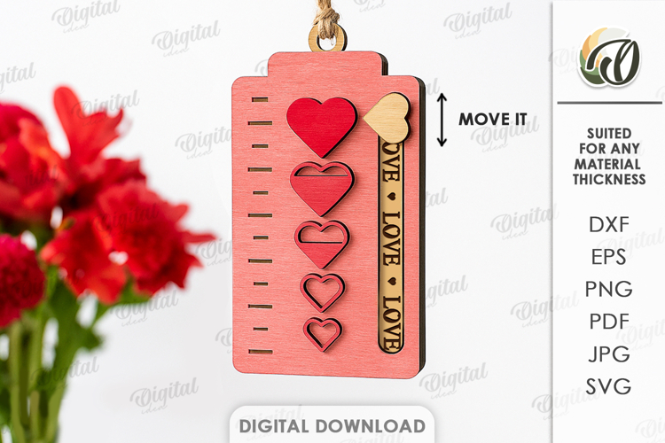 Valentines Day Gift Ornament Laser Cut. Valentine Gift SVG