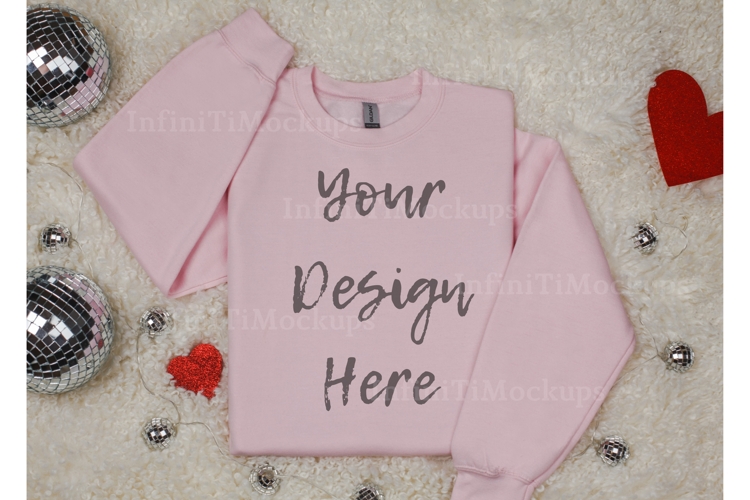 Valentines Day Gildan 18000 Light Pink sweatshirt mockup