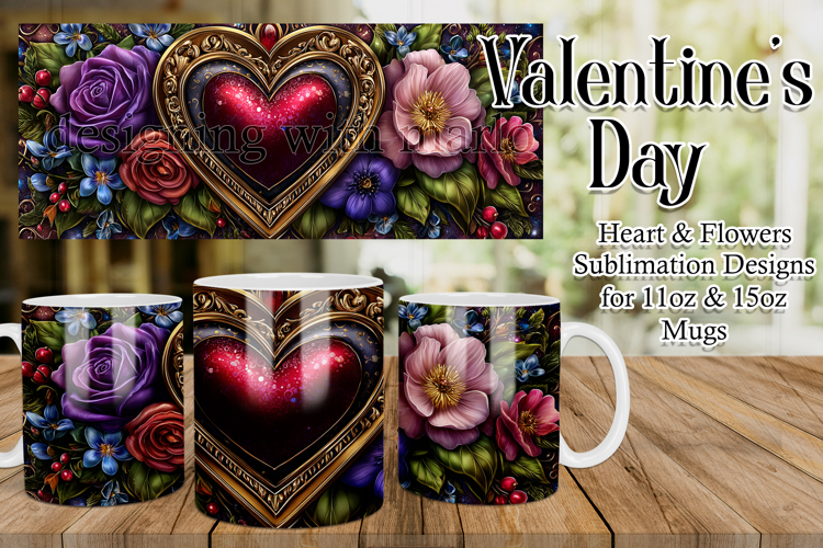 Valentines Day Heart Mug, Sublimation Valentine Wrap, d18