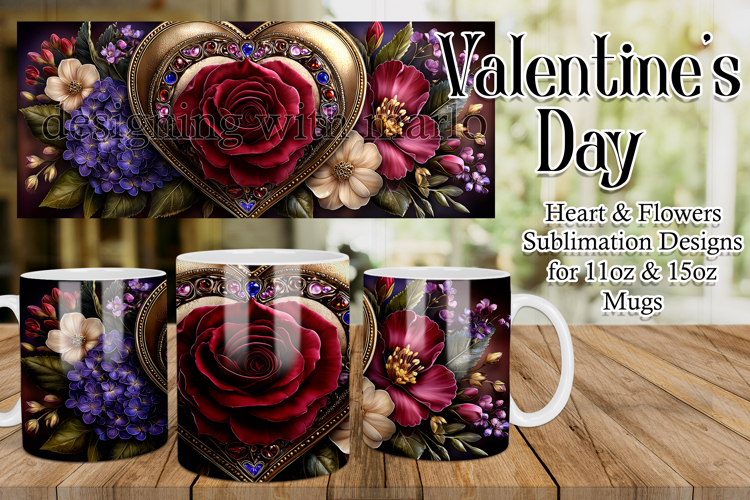 Valentines Day Heart Mug, Sublimation Valentine Wrap, d2