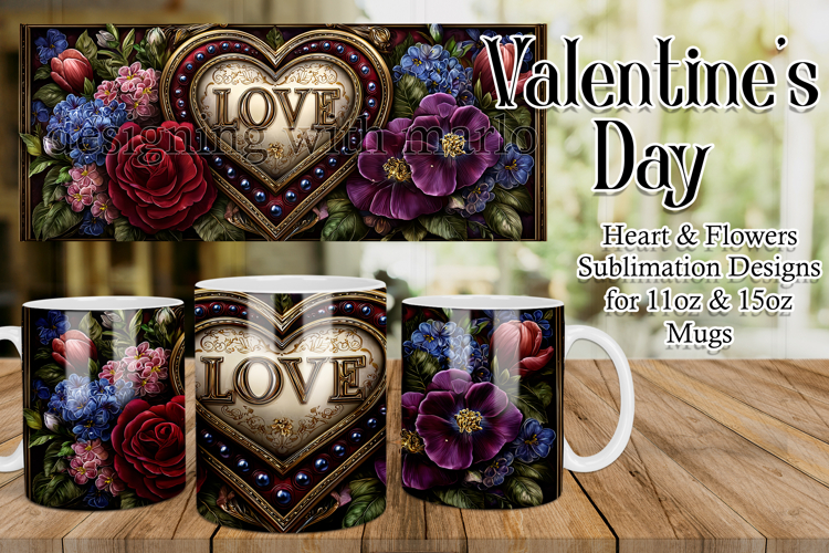 Valentines Day Heart Mug, Sublimation Valentine Wrap, d20