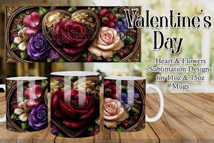 Valentines Day Heart Mug, Sublimation Valentine Wrap, d23