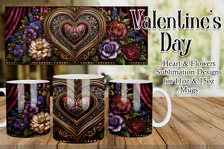 Valentines Day Heart Mug, Sublimation Valentine Wrap, d28