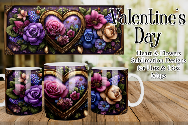 Valentines Day Heart Mug, Sublimation Valentine Wrap, d6