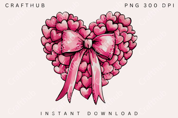 Valentines day Heart Coquette bow Png, Retro Valentine PNG