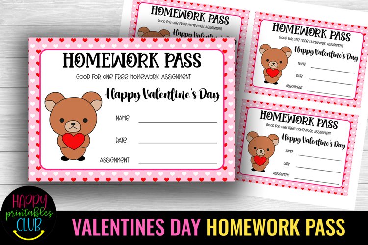 Valentines Day Homework Pass Printable Homework Pass