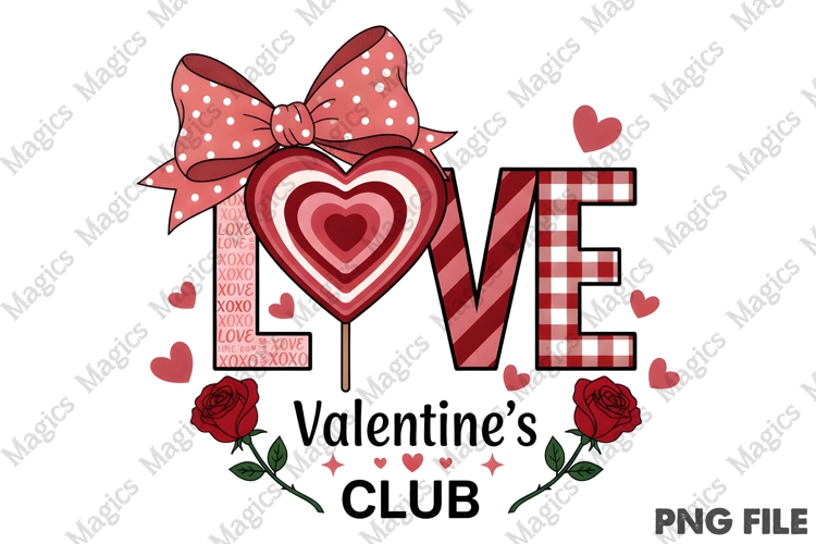 Valentines Day Love PNG with Bow & Heart Sublimation