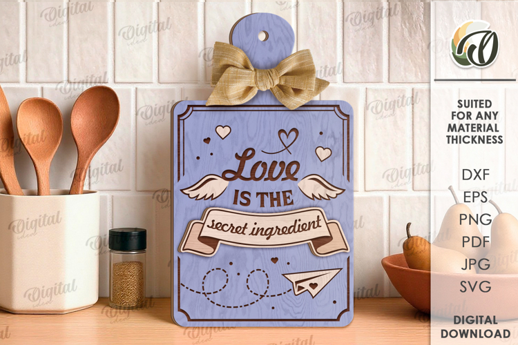 Valentines Day Mini Cutting Board Laser Cut. Kitchen SVG