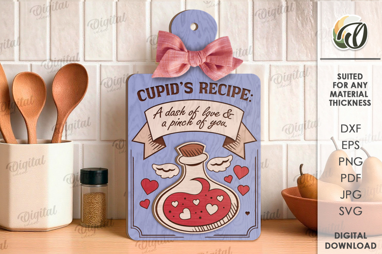 Valentines Day Mini Cutting Board Laser Cut. Kitchen SVG
