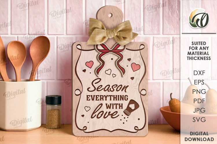 Valentines Day Mini Cutting Board Laser Cut. Kitchen SVG