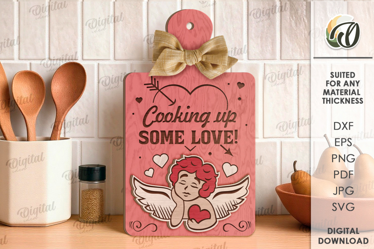 Valentines Day Mini Cutting Board Laser Cut. Kitchen SVG