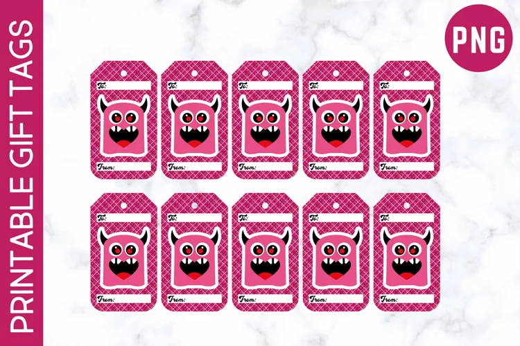 Valentines Day Monster Printable Gift Tags