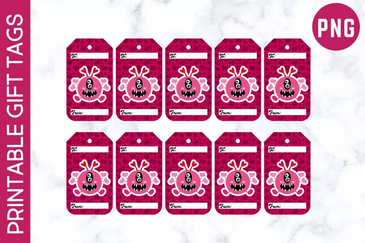 10 Printable Valentine's Day Monster Gift Tags Style 3